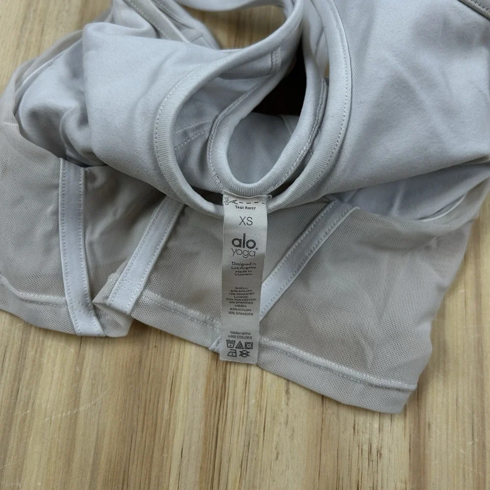 Alo Yoga Airbrush Mesh Corset Tank Gray Women's XS Athletic Y2K Top
